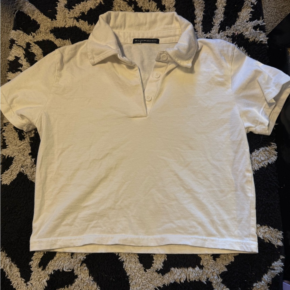 Brandy Melville White Polo Crop Top